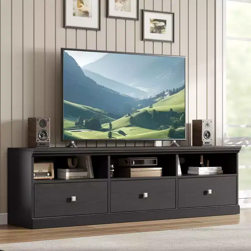 TV Stand for TV up to 80 Inches, Entertainment Center with Storage Drawer and Open Shelves, TV Console Unit for Living Room Bedroom