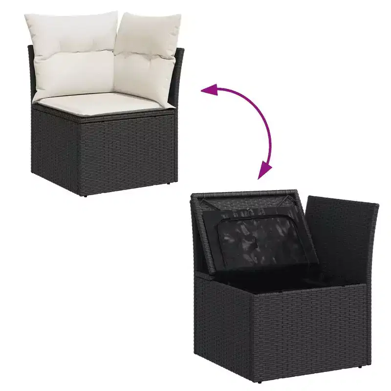 vidaXL Garden Sofa Set Black, Cream White