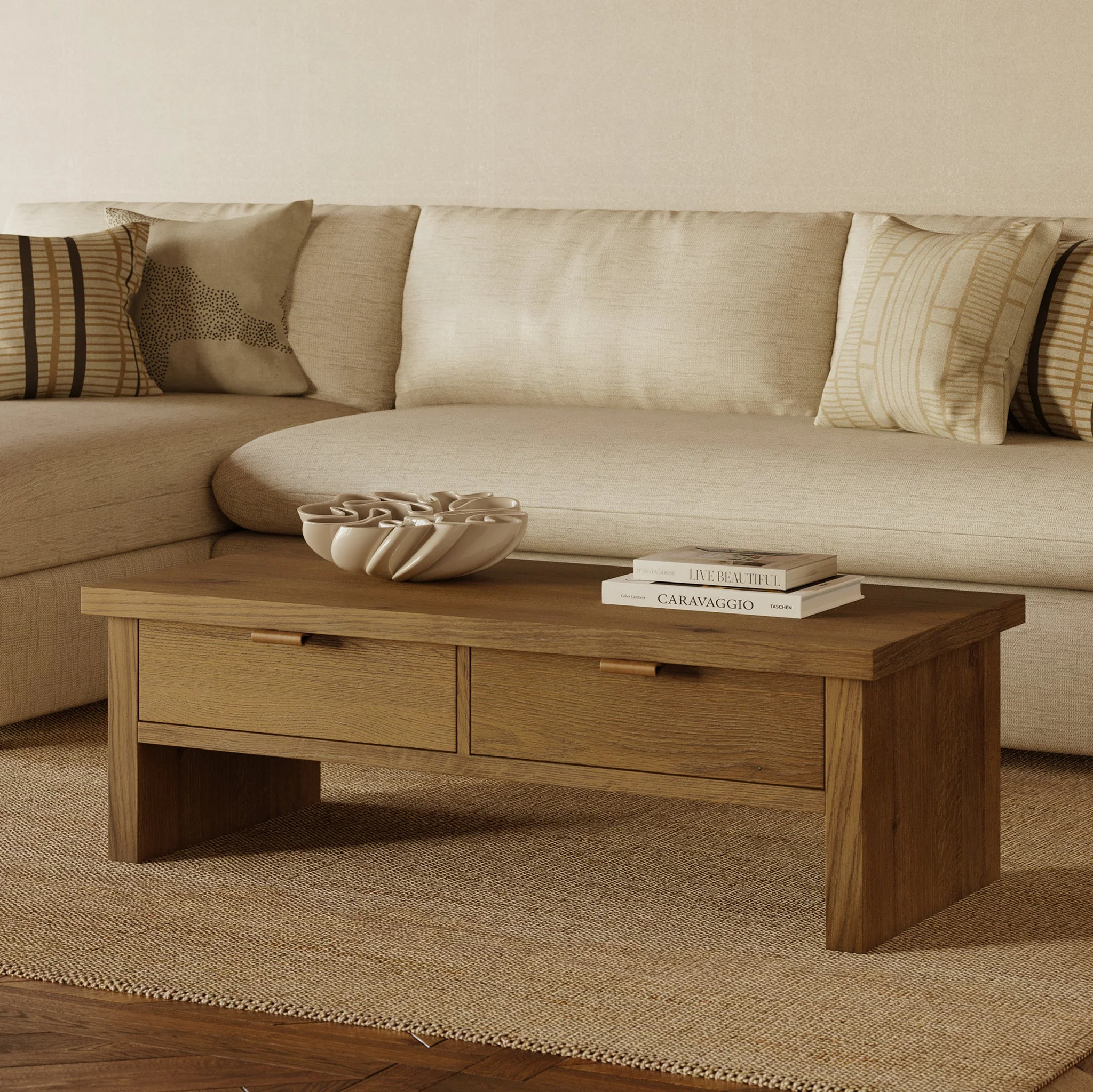 Modern Drift Oak Oak Wood Coffee Table for Living Room