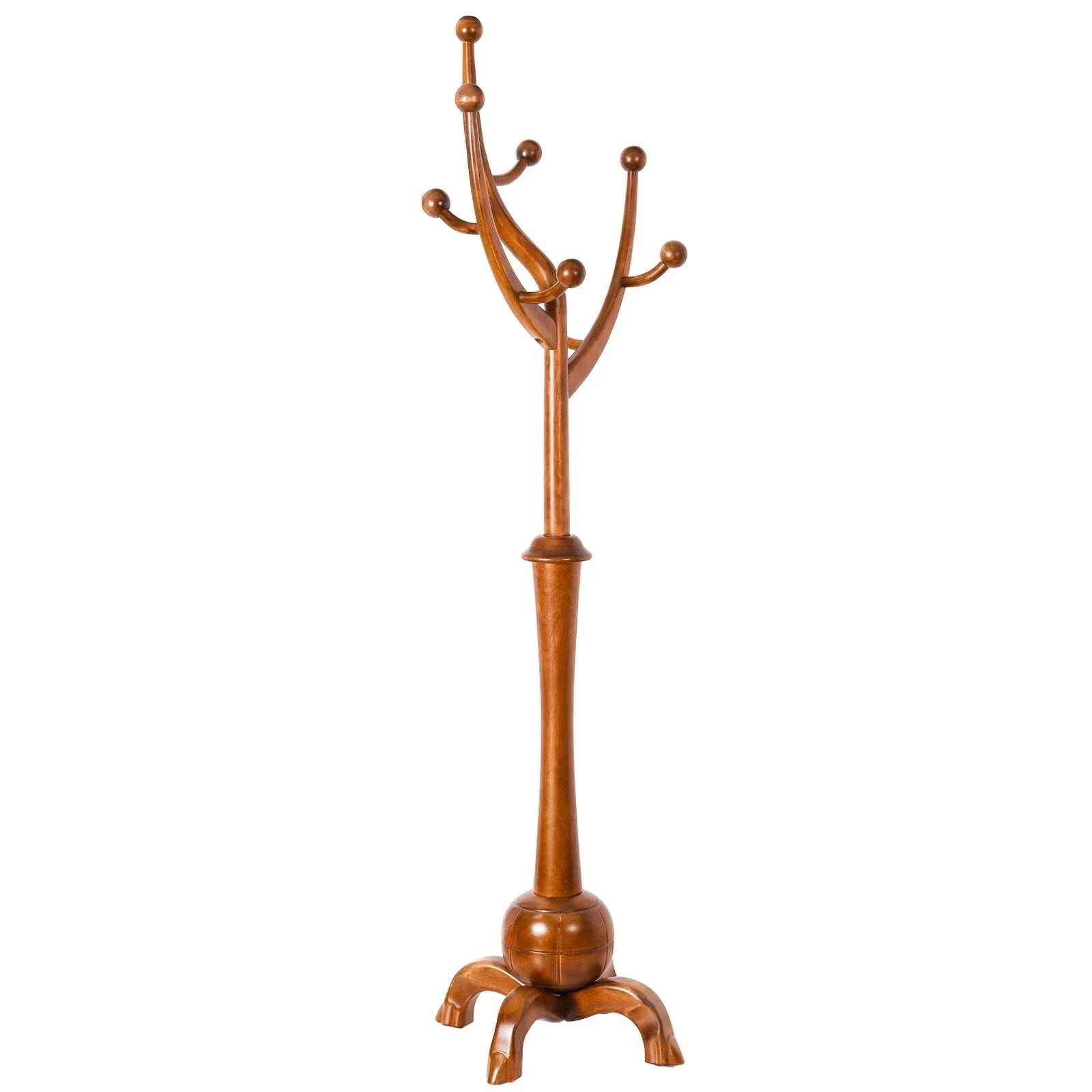Tree-branch Rubberwood Freestanding Coat Rack with 8 Hooks - 24.5W x 70.87H