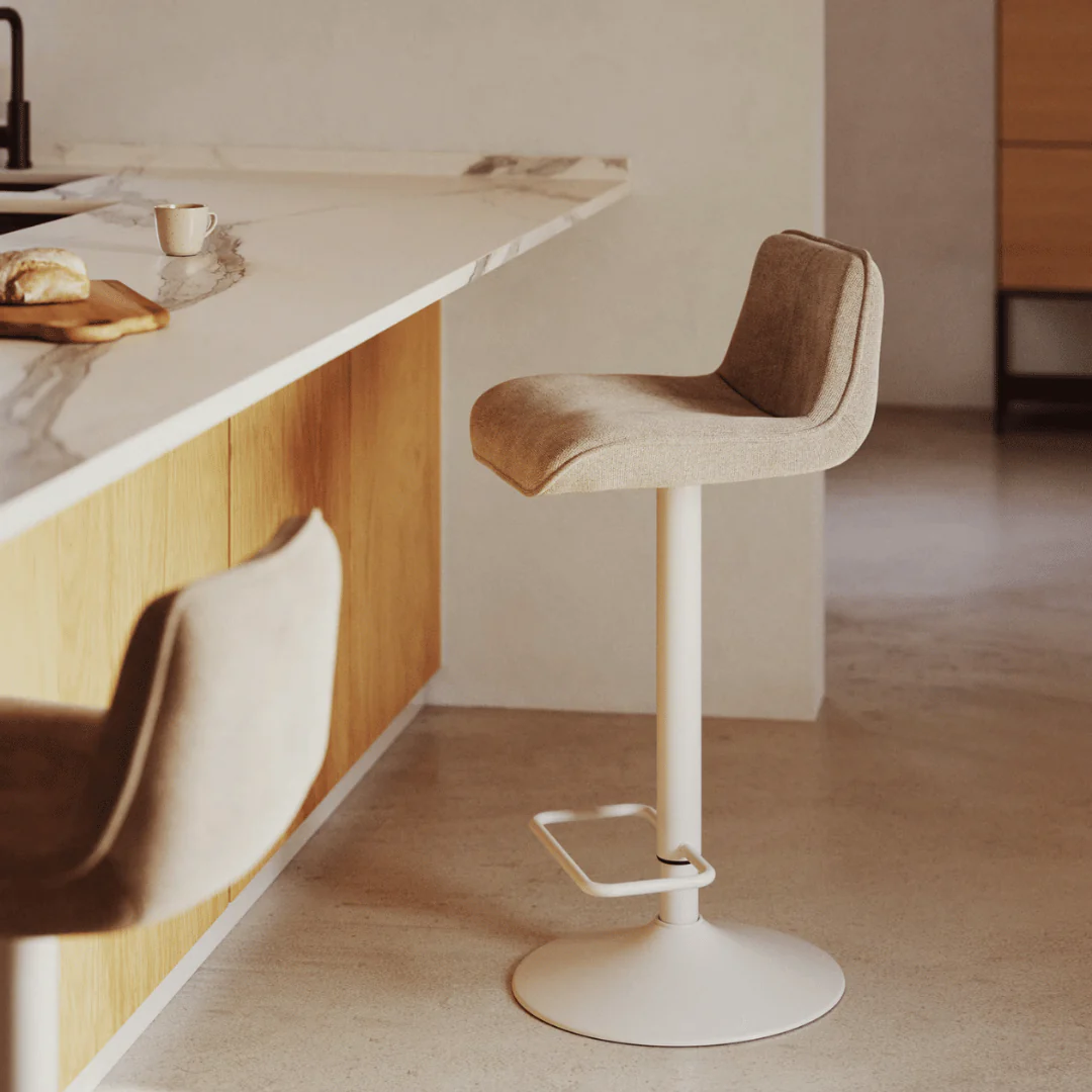 Beige Steel Barstool with Upholstered for Kitchen
