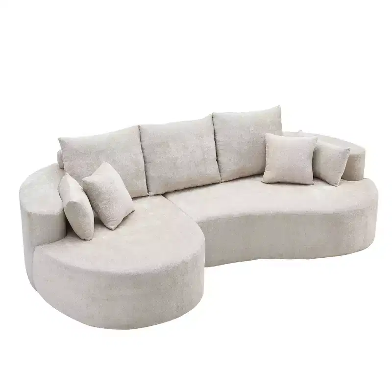 Christopher Knight Home Shamus 106 Modern Cozy Upholstered 4 Seater Curved Sectional Sofa with 7 Pillows