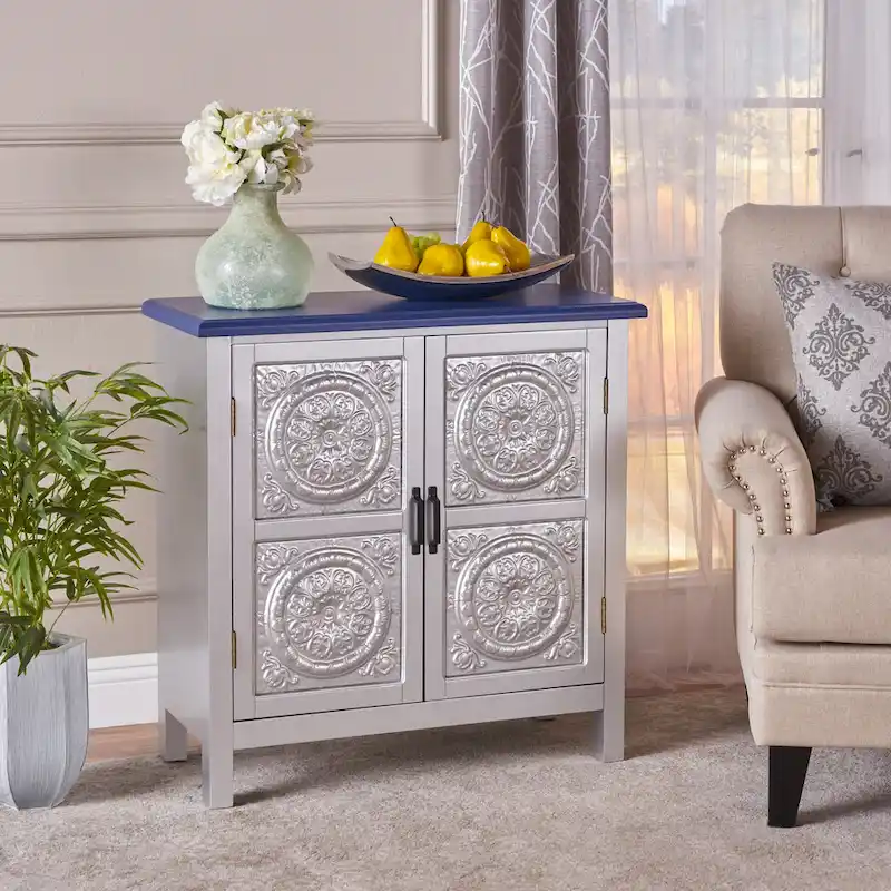 Brown / Navy Blue Tile Front Storage Cabinet – Seats 1