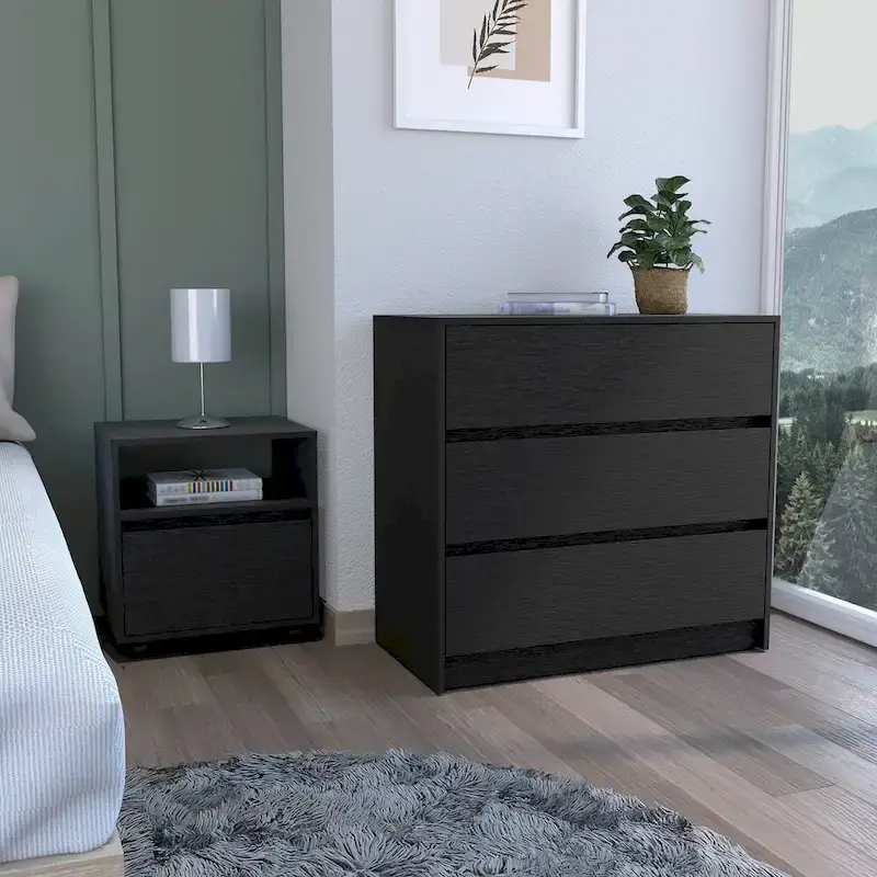 Milford 2 Piece Bedroom Set,Nightstand + Dresserfor Bathroom,Living Room,Bedroom