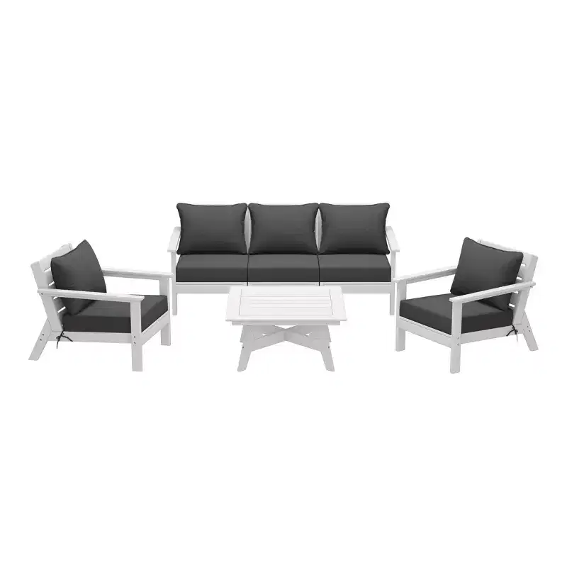WestinTrends Avalon Outdoor 6-Piece Modular Sectional Patio Furniture Sofa Set, White/Gray