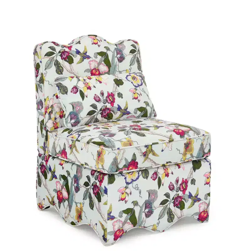 Flannel Single Dining Chair with Soft Cushion, Backrest & Matching Waist Pillow – No Armrests