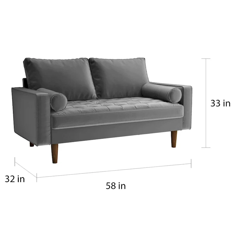Luis Mid-century Modern Tufted Velvet Loveseat - N/A