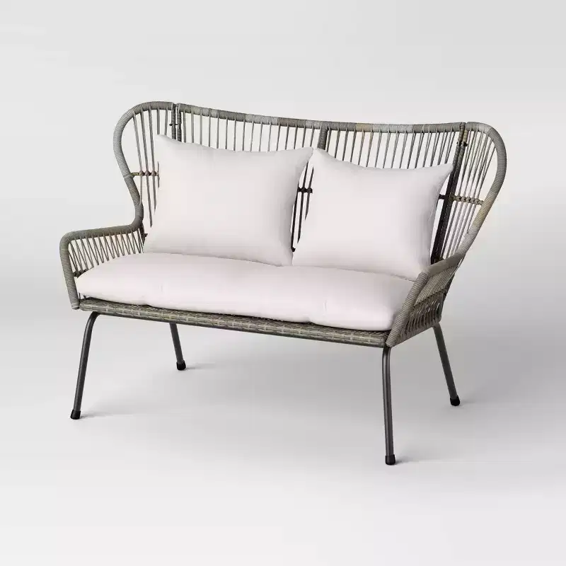 Steel and Wicker Latigo Rust Resistant Outdoor Patio Loveseat Arm Chair Gray - Threshold™
