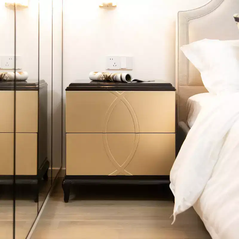 23 Wide Contemporary Glam Storage Side Table, Espresso Black & Soft Gold Birchwood & Veneer
