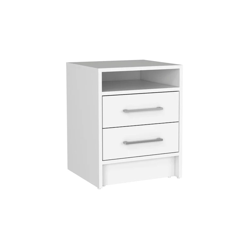TUHOME Eter 2-Drawer Nightstand End Table with Metal Handles and Open Shelf
