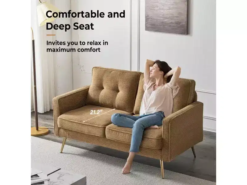 Karl Home |53.5 inch Square Arms Loveseat Sofa