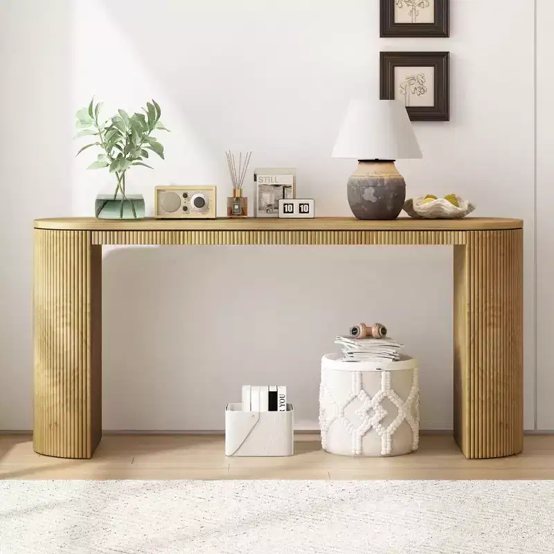 MDF Curved Console Table 31.8''H x 14.9''W x 59.2''D