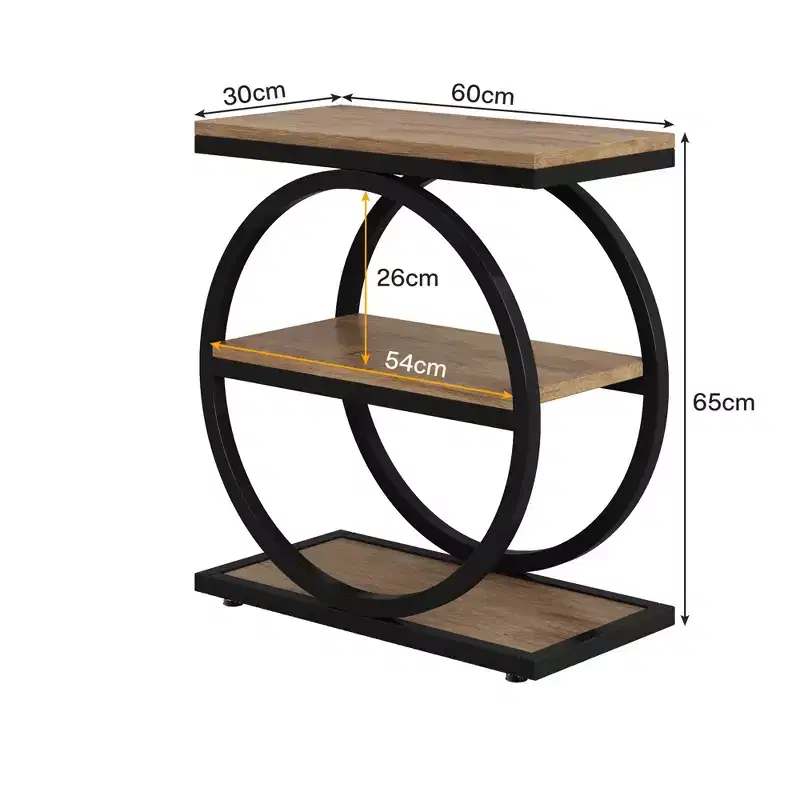 Industrial 3 Tier Sofa Side Table Slim Design Multifunctional Home Use
