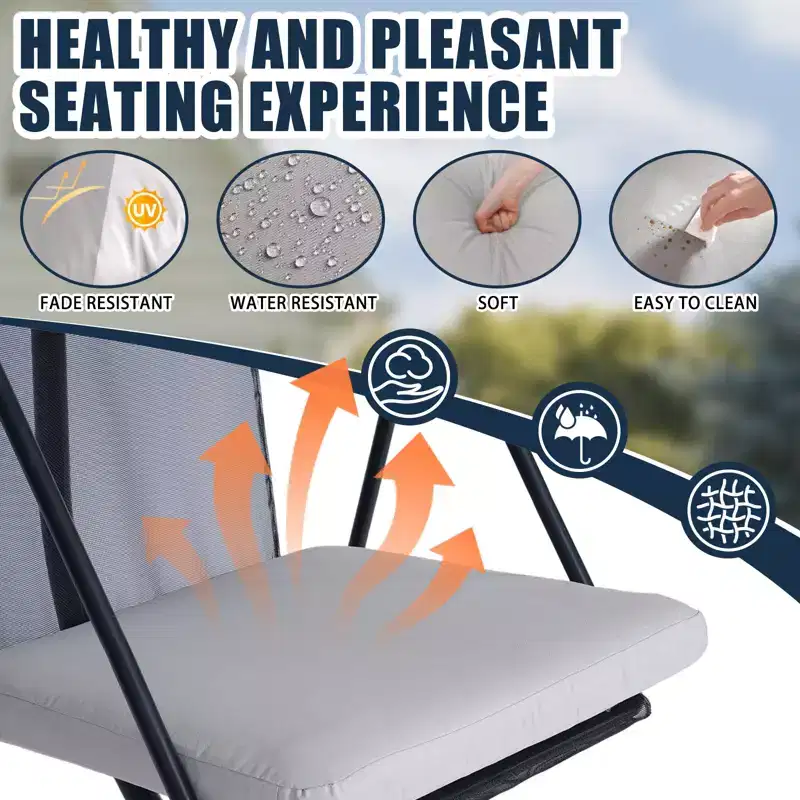 GDFStudio Aleksei Modern Metal Patio Hanging Egg Chair with Water and UV Resistant Cushion