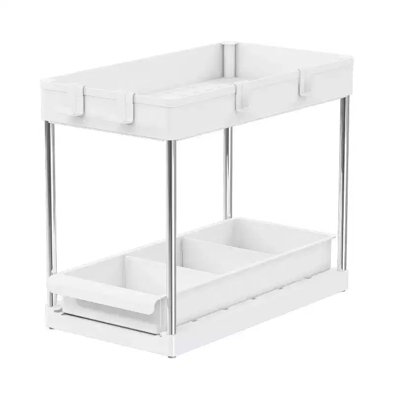 2 Tier Sink Organizer with Drawer White