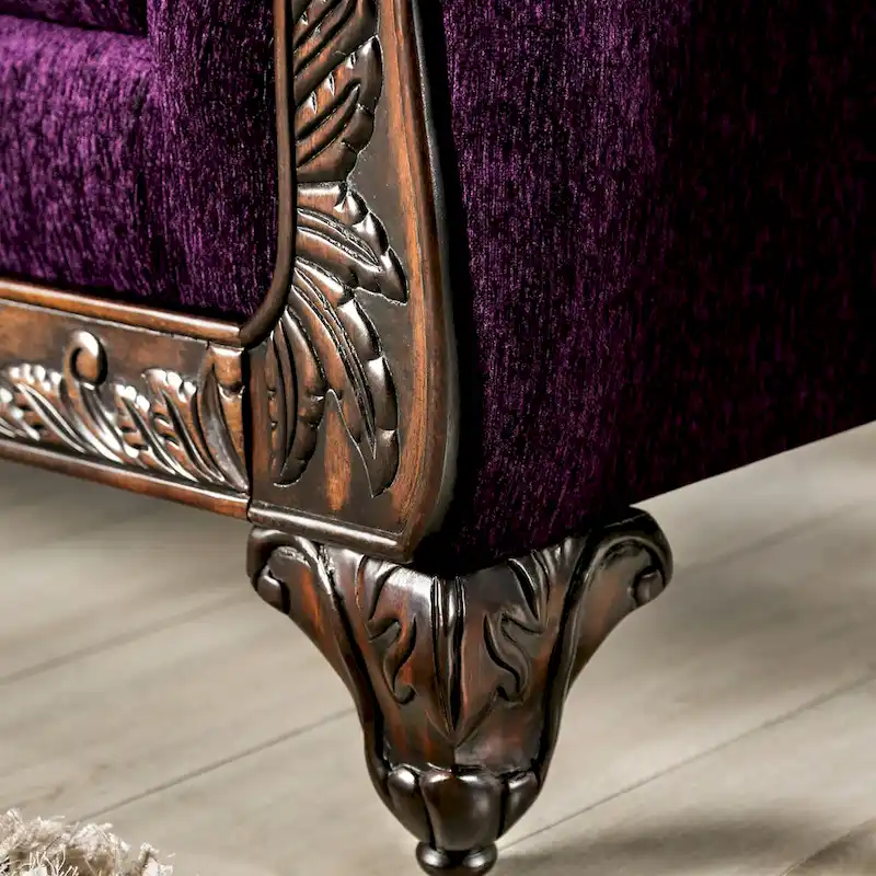 Grendel Traditional Purple Chenille Rolled Arms Loveseat by Furniture of America
