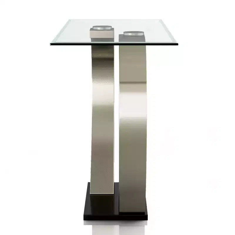 Sylvie Modern Curved Glass Top Sofa Table Silver/Black - HOMES: Inside + Out