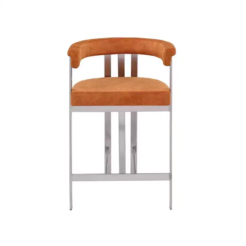 Meridian Furniture,Marcello Cognac Velvet Counter Stool, Set of 2