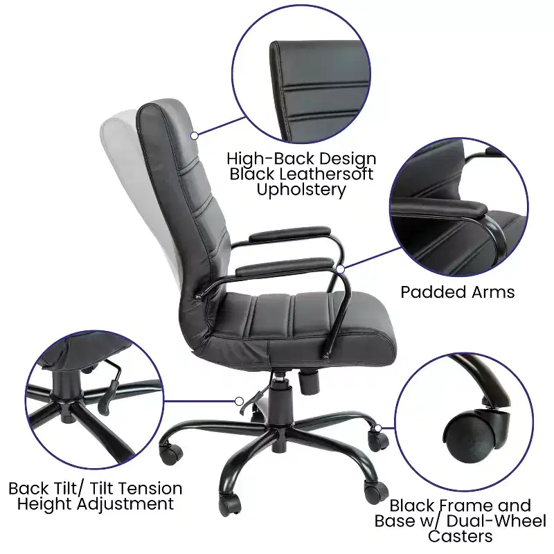 Flash Furniture High Back Executive Swivel Office Chair with Metal Frame and Arms