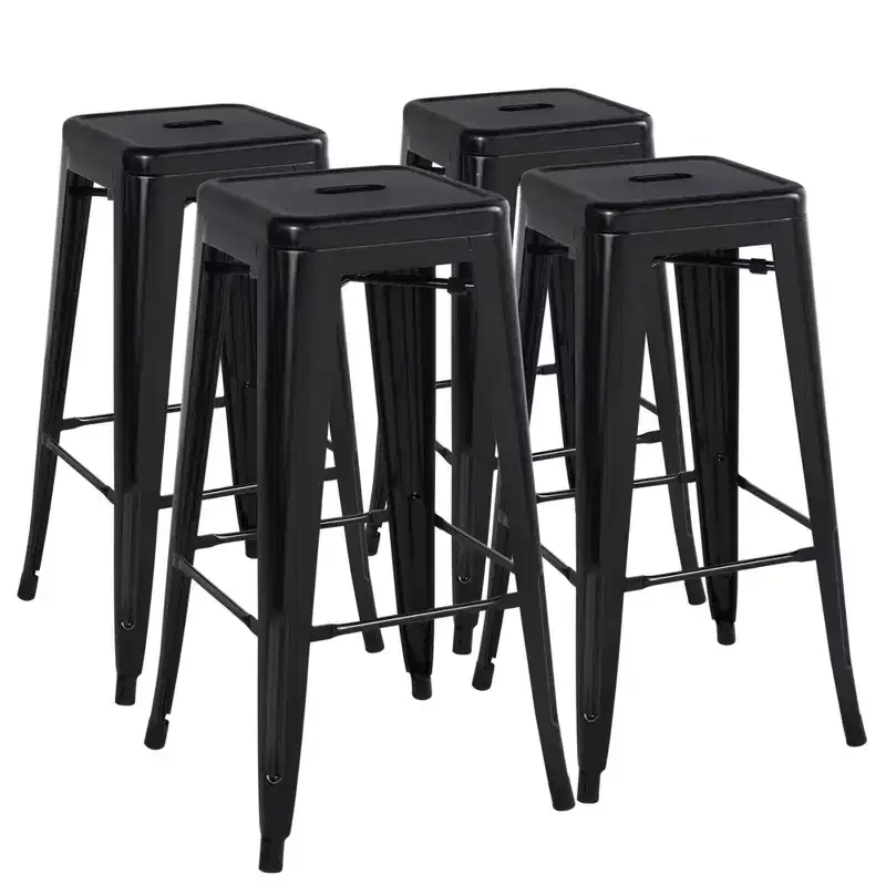 Yaheetech Set of 4 Metal Backless Counter Height Bar Stools Stackable Chairs
