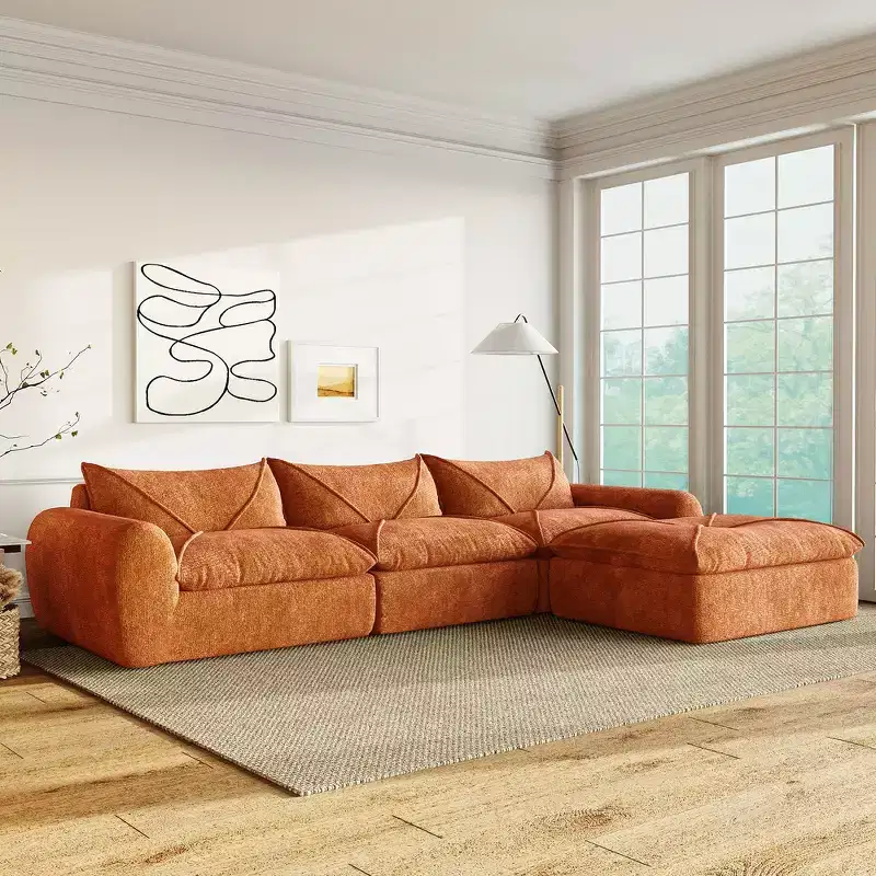 Whisen 116 Modular 4-Seat Sofa Bed, Spacious Foam Filled, Elderly/Baby Safe, No Assembly, Free Combination