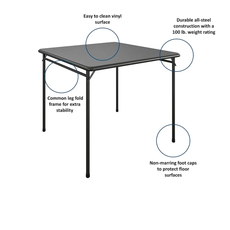 COSCO 5-Piece Folding Vinyl Table and Fabric Chair Set - 5 piece
