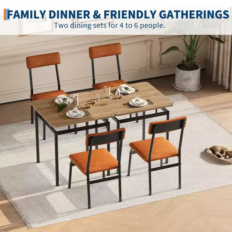 3 Piece Dining Table Set, with 2 PU Upholstered Chair
