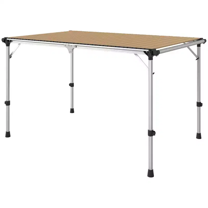 Folding Camping Table, Adjustable Height Aluminum Table, Portable Camping Table for Picnic, Beach