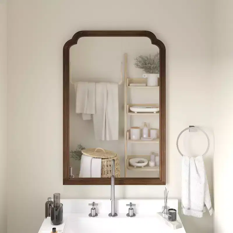 Wall Mirror with Solid Wood Frame and Silver Backed Glass, for Entryways, Dining Rooms & More