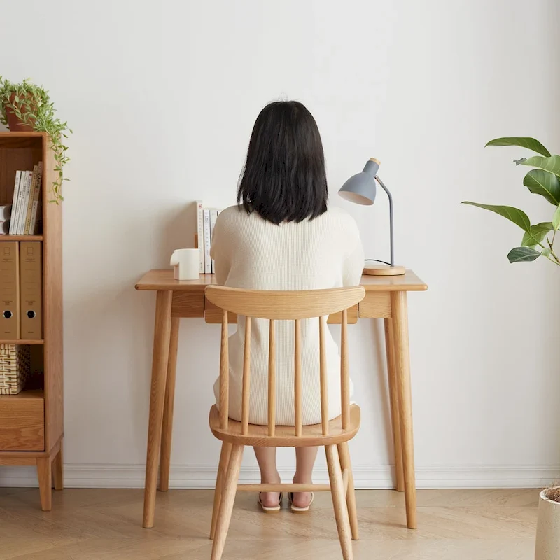 Solid Wood Study Computer Desk with Drawer for Primary Living Space