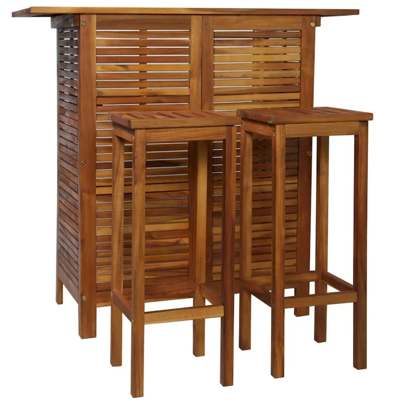 vidaXL 3 Pieces Bar Set, 41.3x20x43.3 Inches Solid Acacia Wood