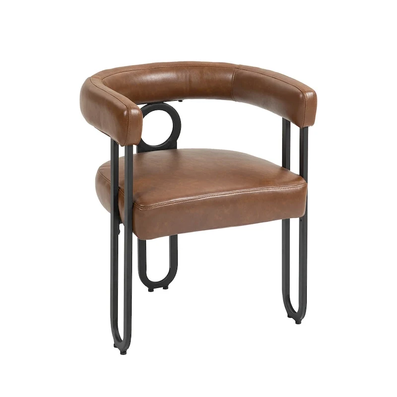 2 PCS PU Leather Upholstered Dining Chair Set wMetal Legs