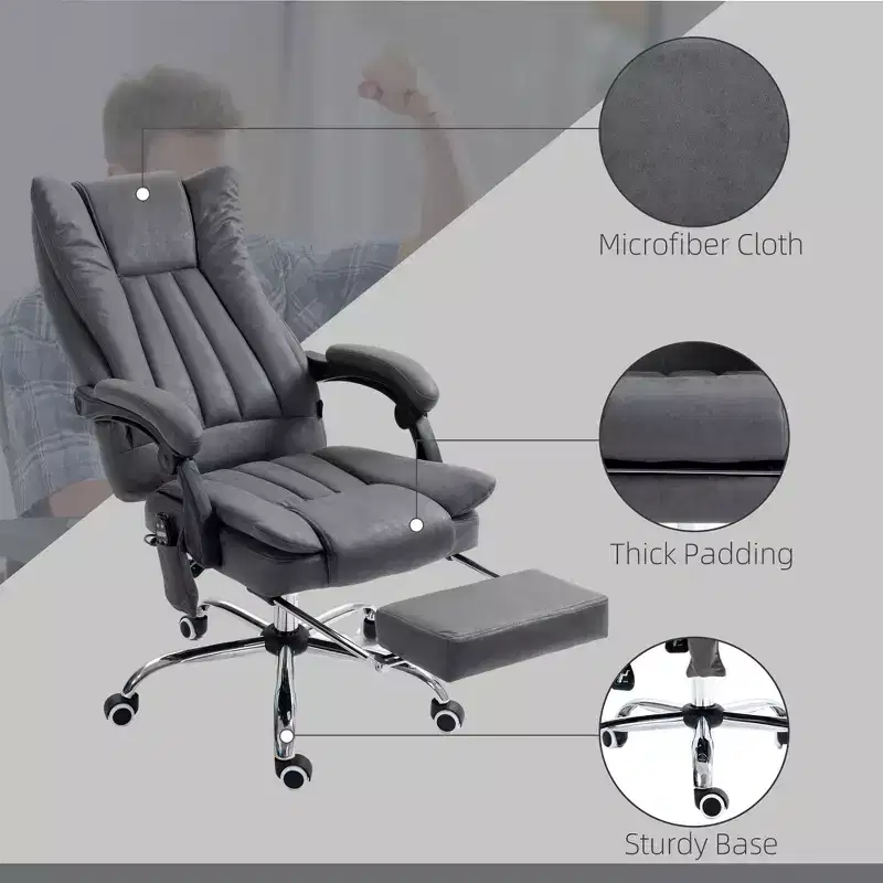 Massage Office Chair with 6 Points and Heat, Reclining Computer Chair with Adjustable Height and Footrest