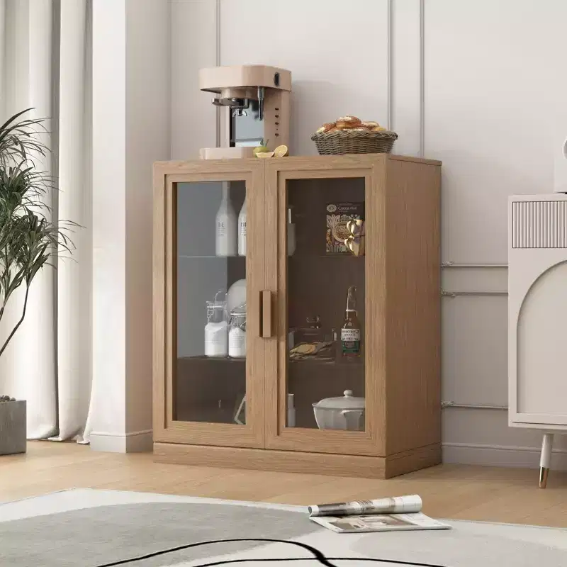 36x31x16 Wood Accent Cabinet, Storage Organizer with Adjustable Shelves and Glass Doors for Kitchen Bedroom Entryway Living/Dinning Room