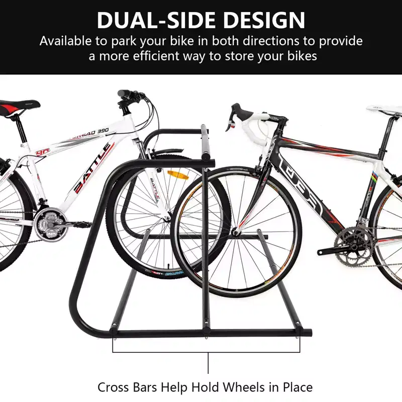 10-Bike Commercial Floor Rack, Heavy Duty Powder-Coated Steel Grid Organizer, Freestanding Double-Sided Storage for Garages/Storefronts/Schools