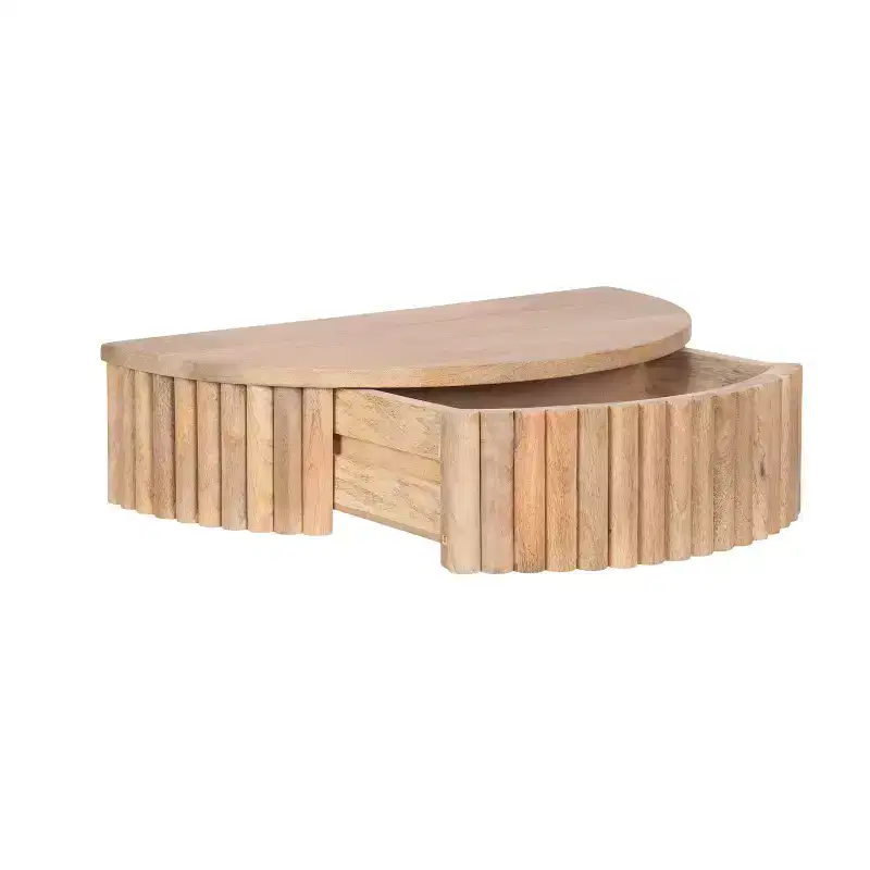 Kate and Laurel Reid Ribbed Floating Side Table, 20x11x6, Natural