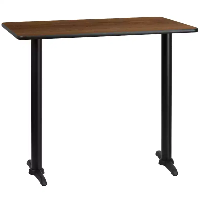 30'' x 48'' Rectangular Laminate Table Top with 5'' x 22'' Bar Height Table Bases