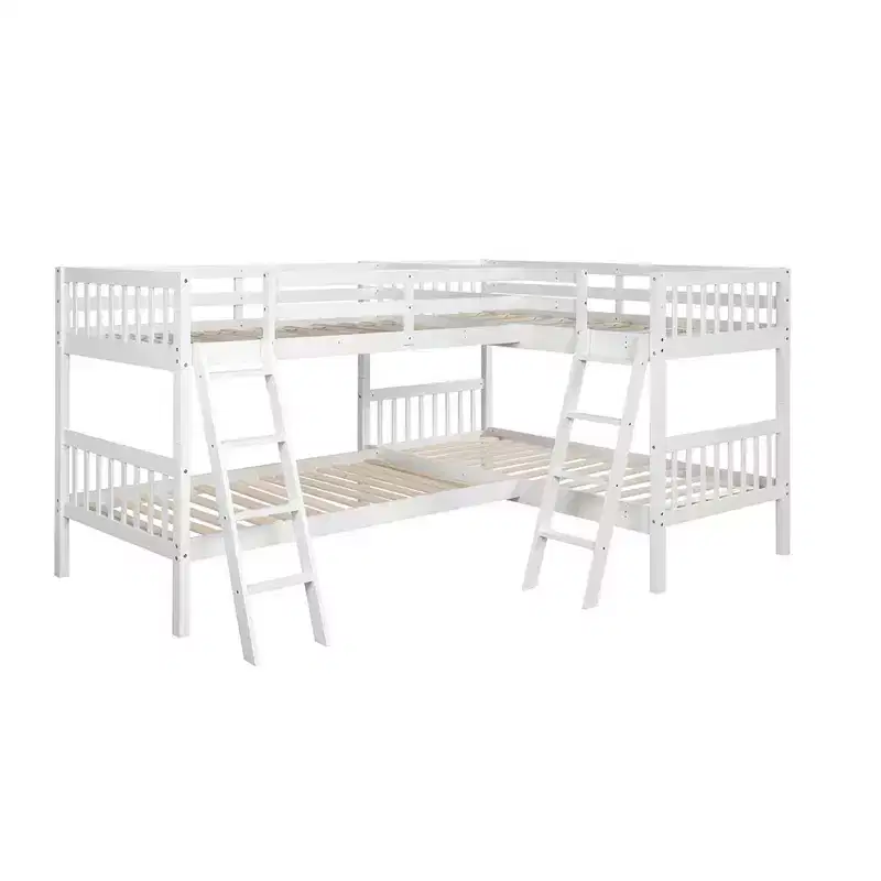 Whisen Twin-Over-Twin L-Shaped Bunk Bed with Ladder