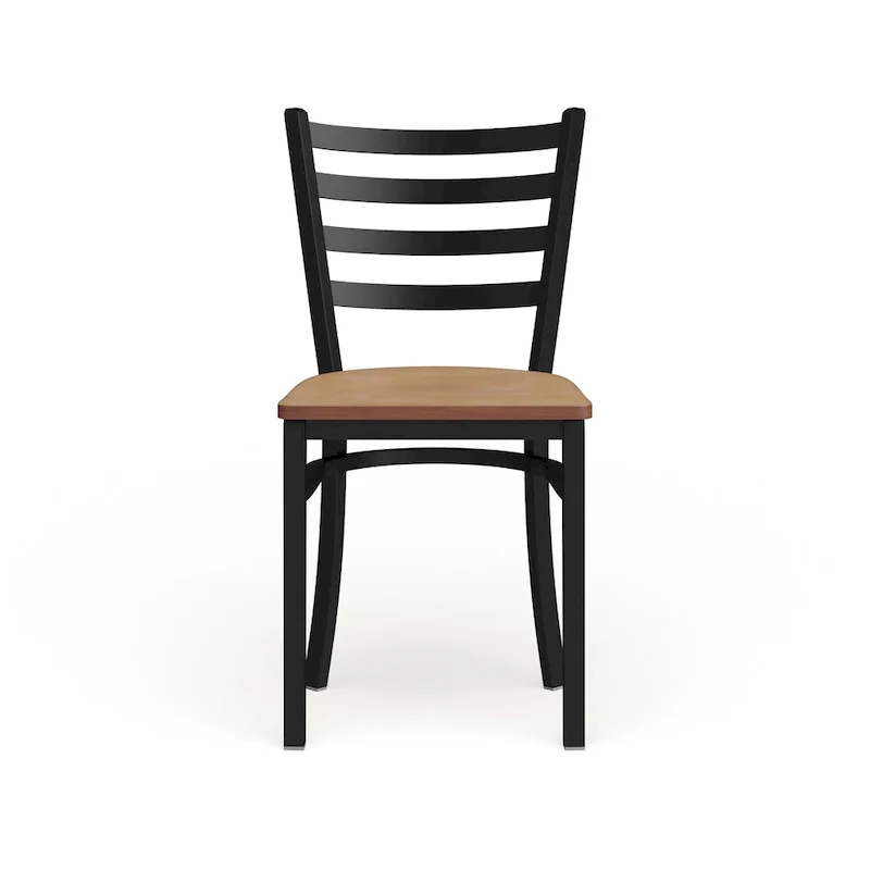 Ladder Back Metal Dining Chair with Wood Seat