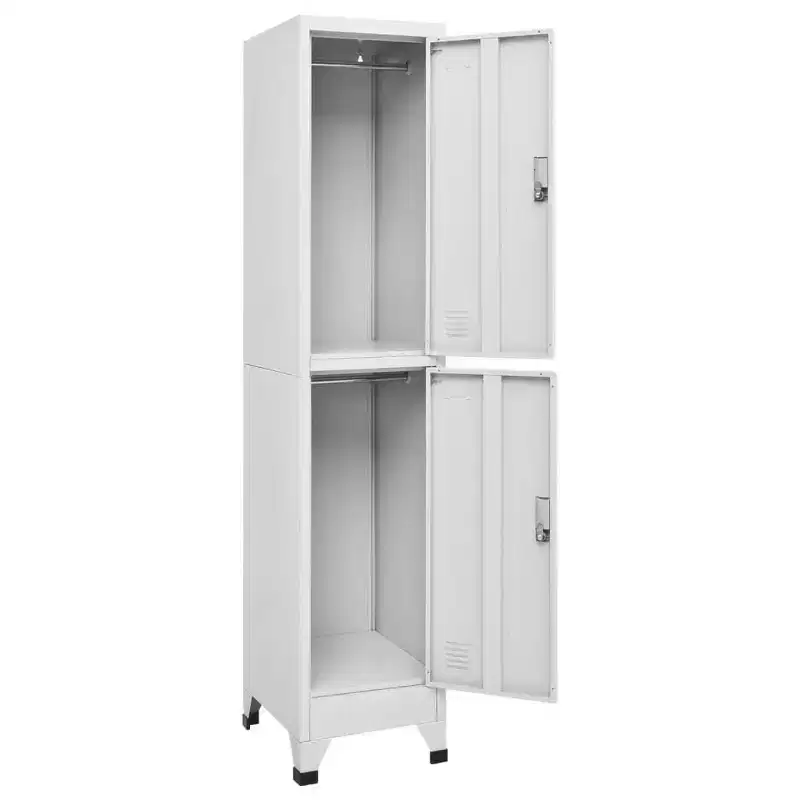 Steel Locker Cabinet - Gray, Industrial Style, 2 Lockers