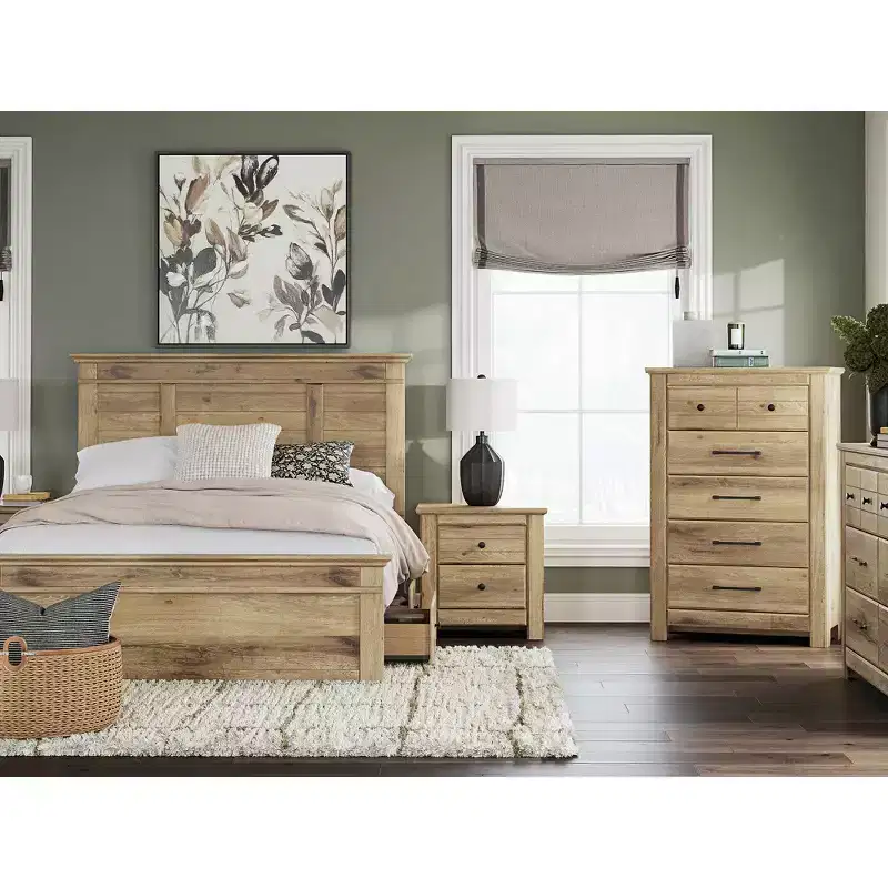 Signature Design by Ashley Allihauser Two Drawer Nightstand with USB Charging, Replicated Oak Grain, Natural Tan Finish
