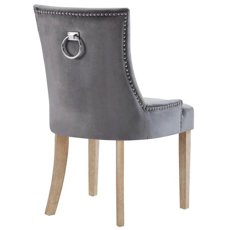Tufted Velvet Upholstered Dining Chair With Nailhead Trim in Black