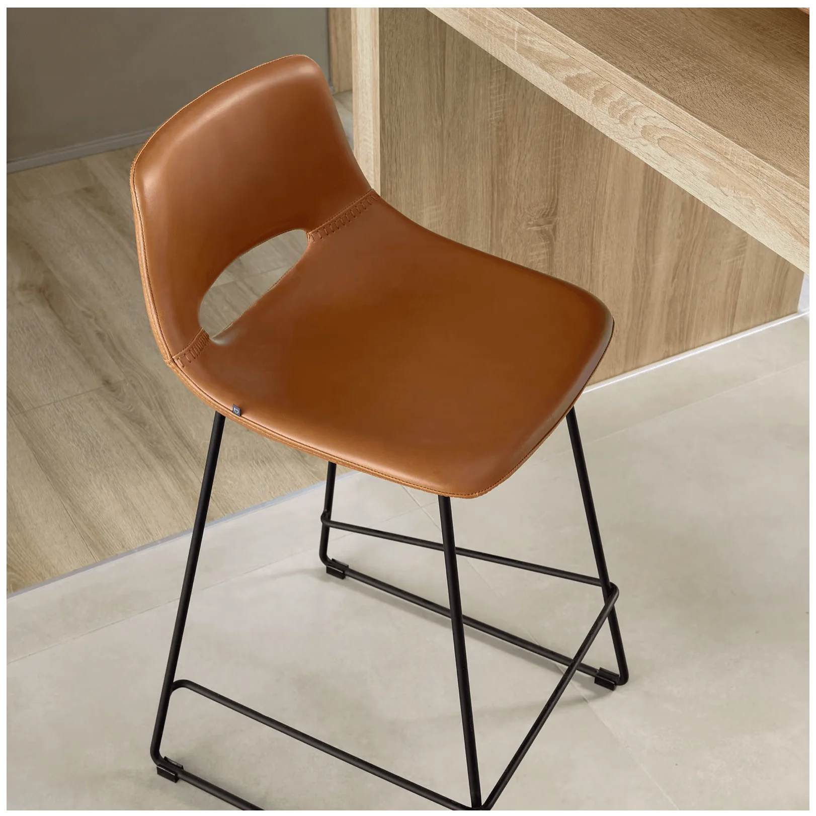 Rust Synthetic Leather Barstool for Kitchen
