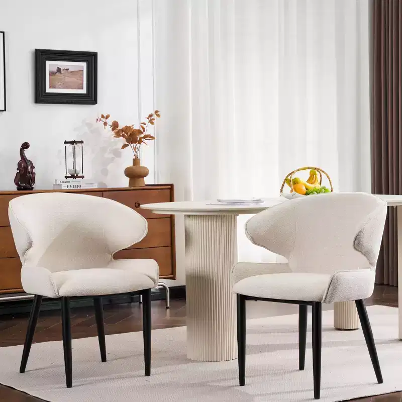 GDFStudio Nellie Modern Upholstered Dining Chairs with Curved Back