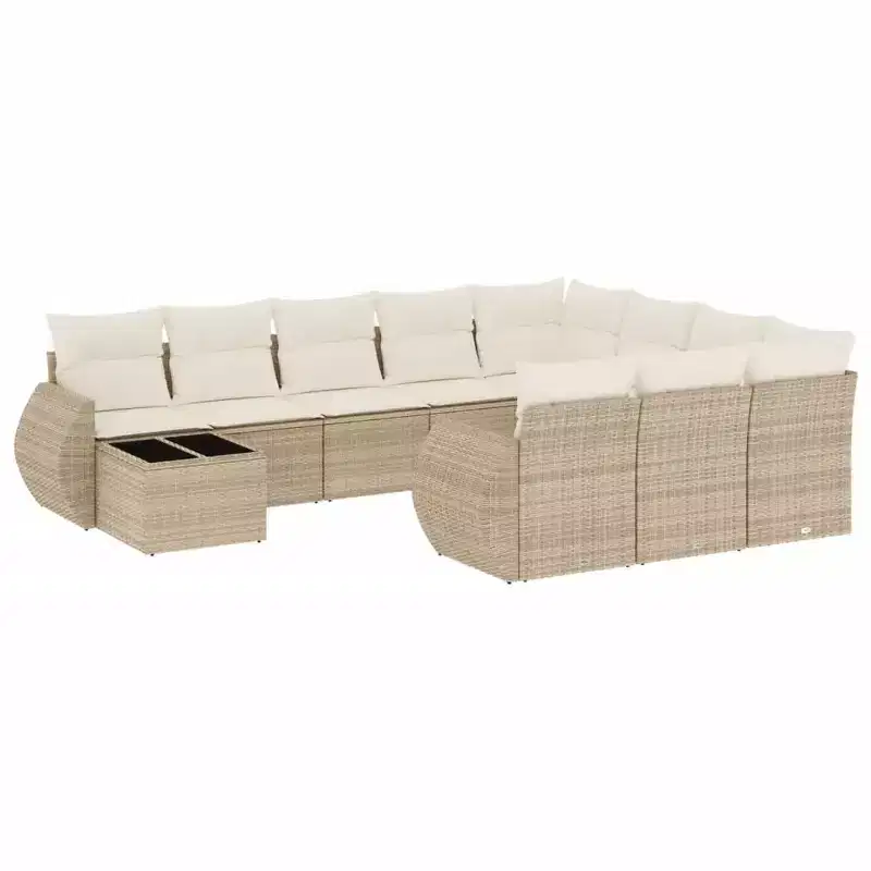 vidaXL 11 Piece Patio Sofa Set with Cushions Gray Poly Rattan