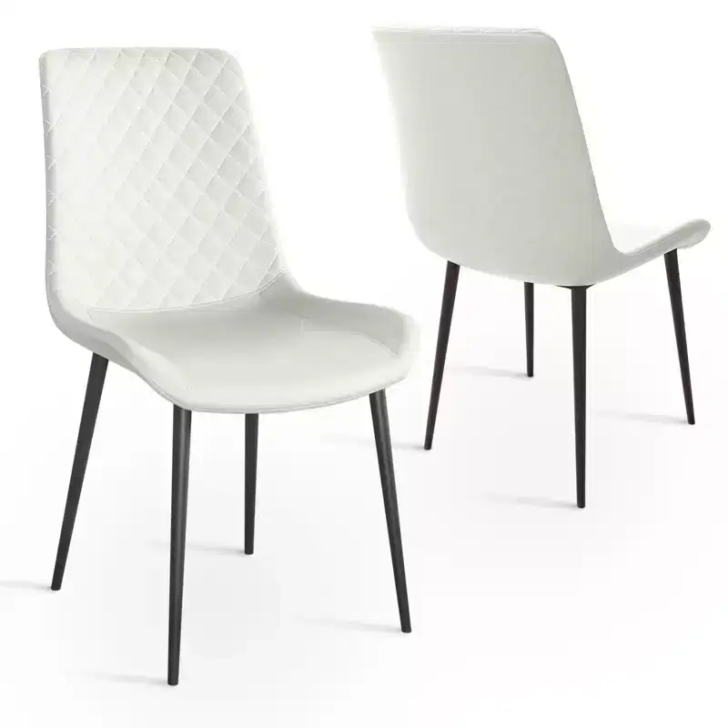 Waterproof PU Leather Dining Chairs Set of 2/4 with Metal Legs, Scratch-Resistant Feet, 300 lbs Capacity