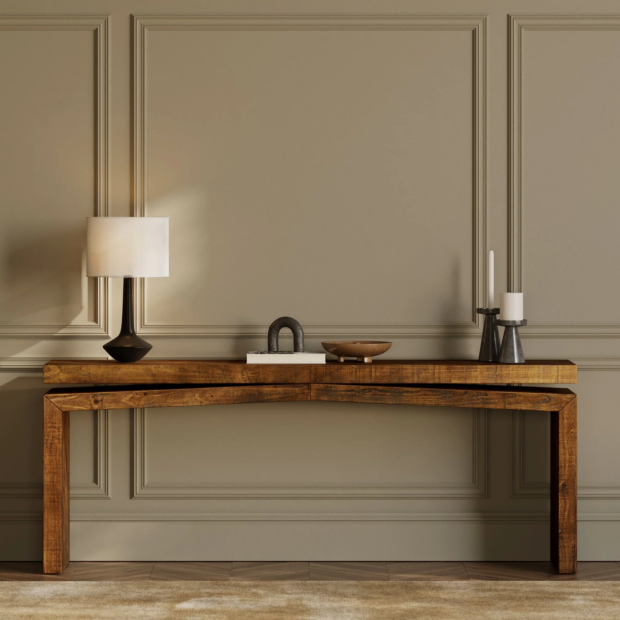 Modern Walnut Walnut Wood Console Table for Entryway or Living Room