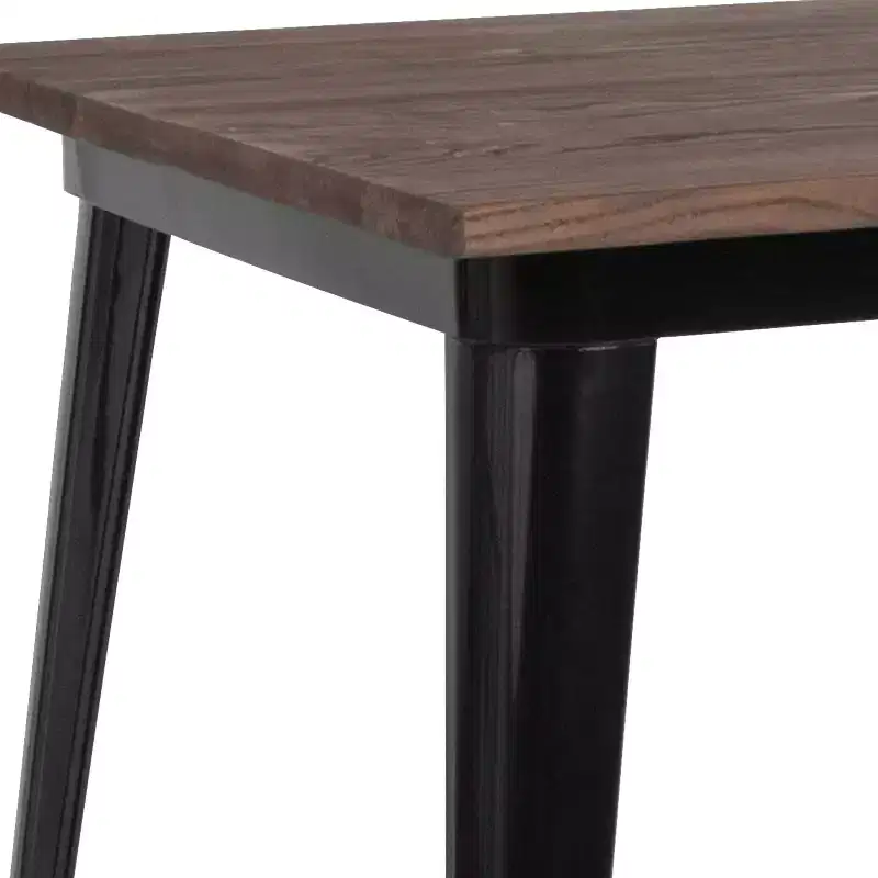 Emma and Oliver 31.5 Square Wood/Metal Indoor Bar Height Table