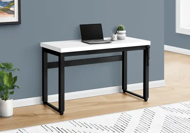 47.25 Adjustable Height Office Desk - White/Black