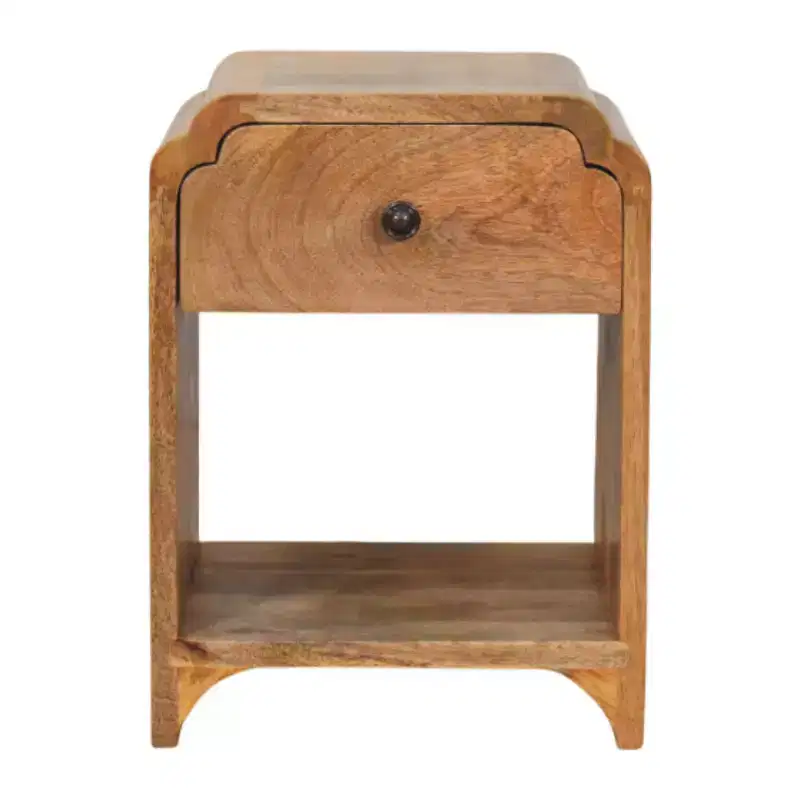 HomeRoots 16 Oak Solid Wood One Drawer Scallop Edge Nightstand